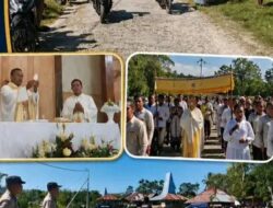 Polsek Wewewa Selatan Kawal Perarakan Sakramen Maha Kudus di Wewewa Selatan